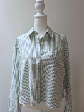 Cropped Button-Down Oxford Shirt